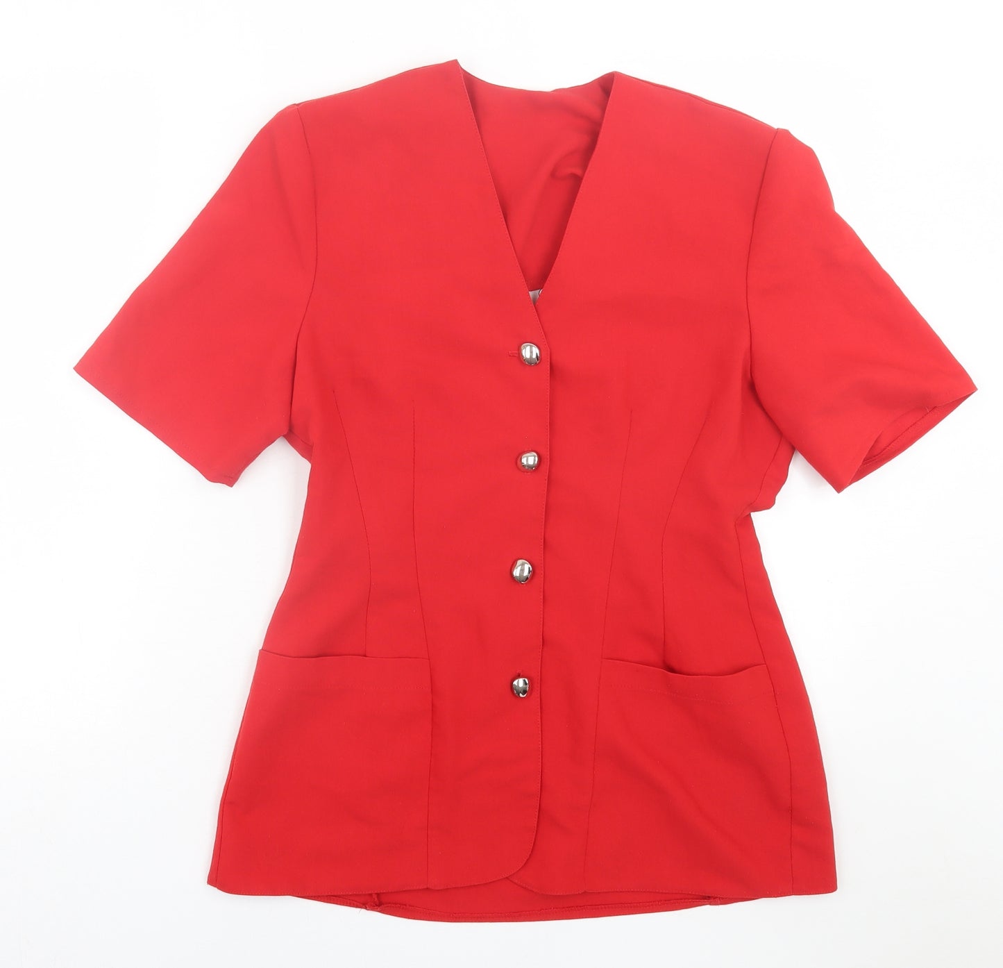 Lella Of London Womens Red  Polyester Basic Blouse Size 14 V-Neck