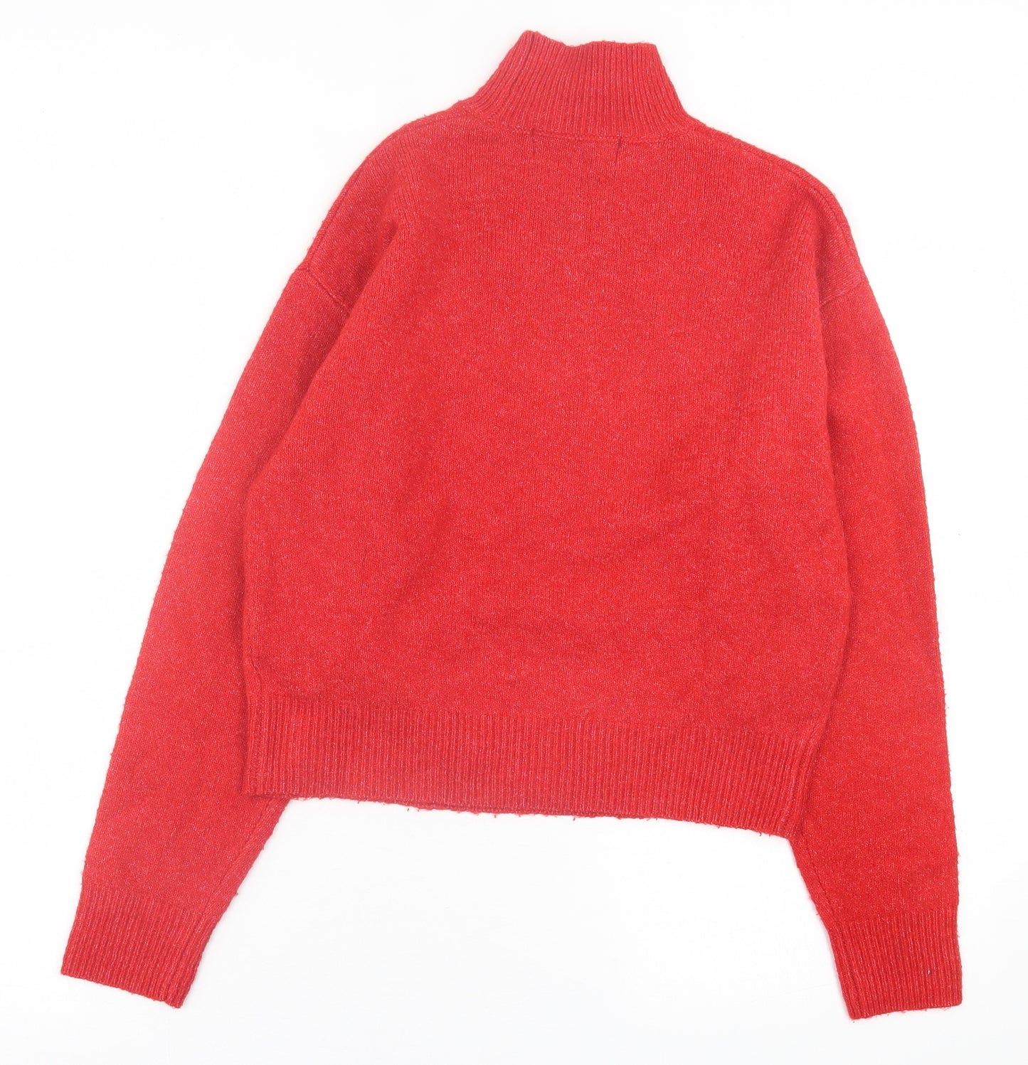 Primark Womens Red High Neck  Acrylic Pullover Jumper Size 2XS