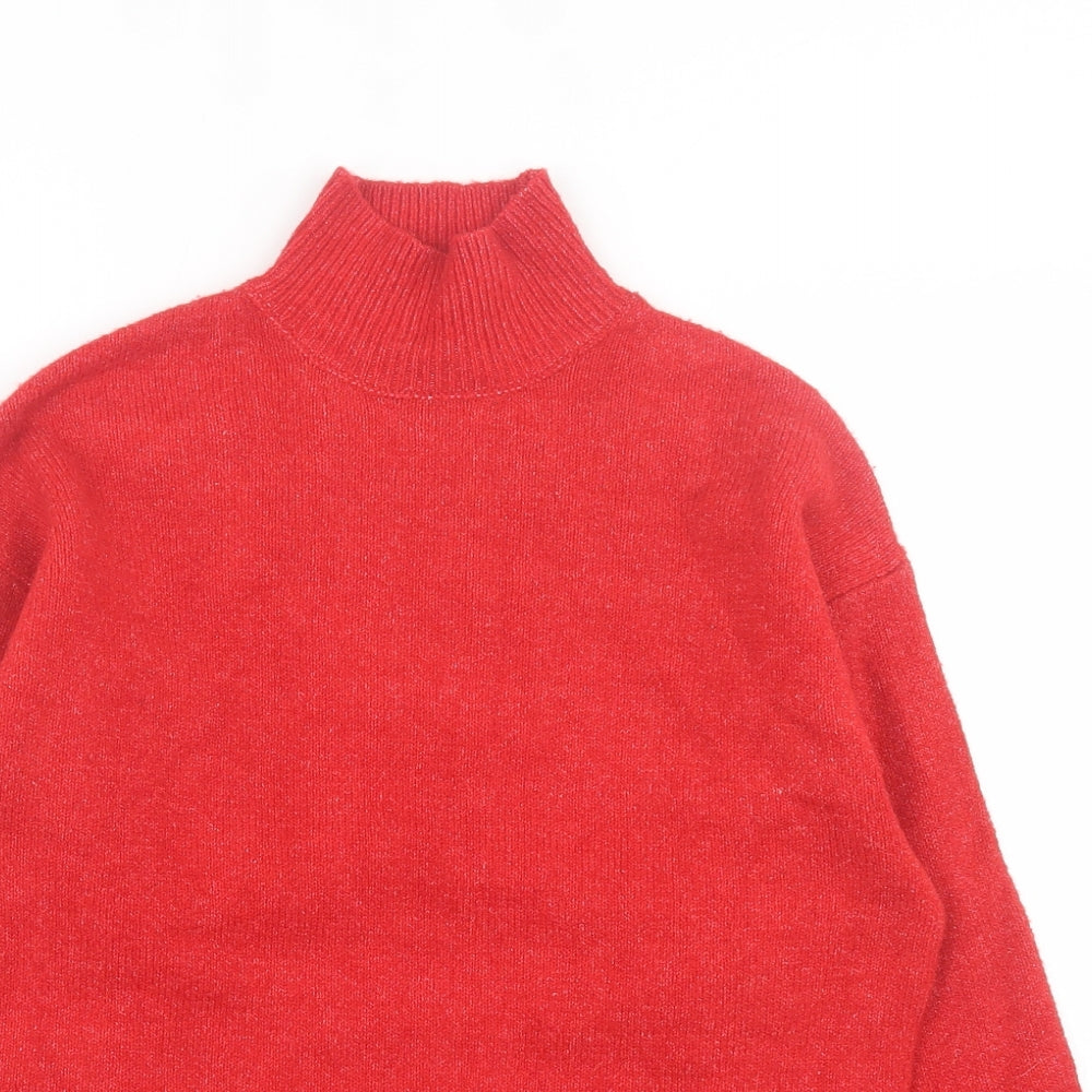 Primark Womens Red High Neck  Acrylic Pullover Jumper Size 2XS