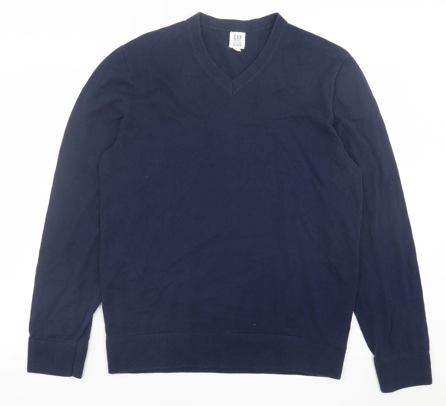 Gap Mens Blue V-Neck  Acrylic Pullover Jumper Size M