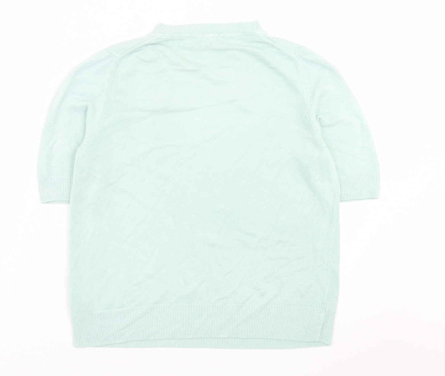 Marks and Spencer Womens Green  Acrylic Basic T-Shirt Size 12 Crew Neck