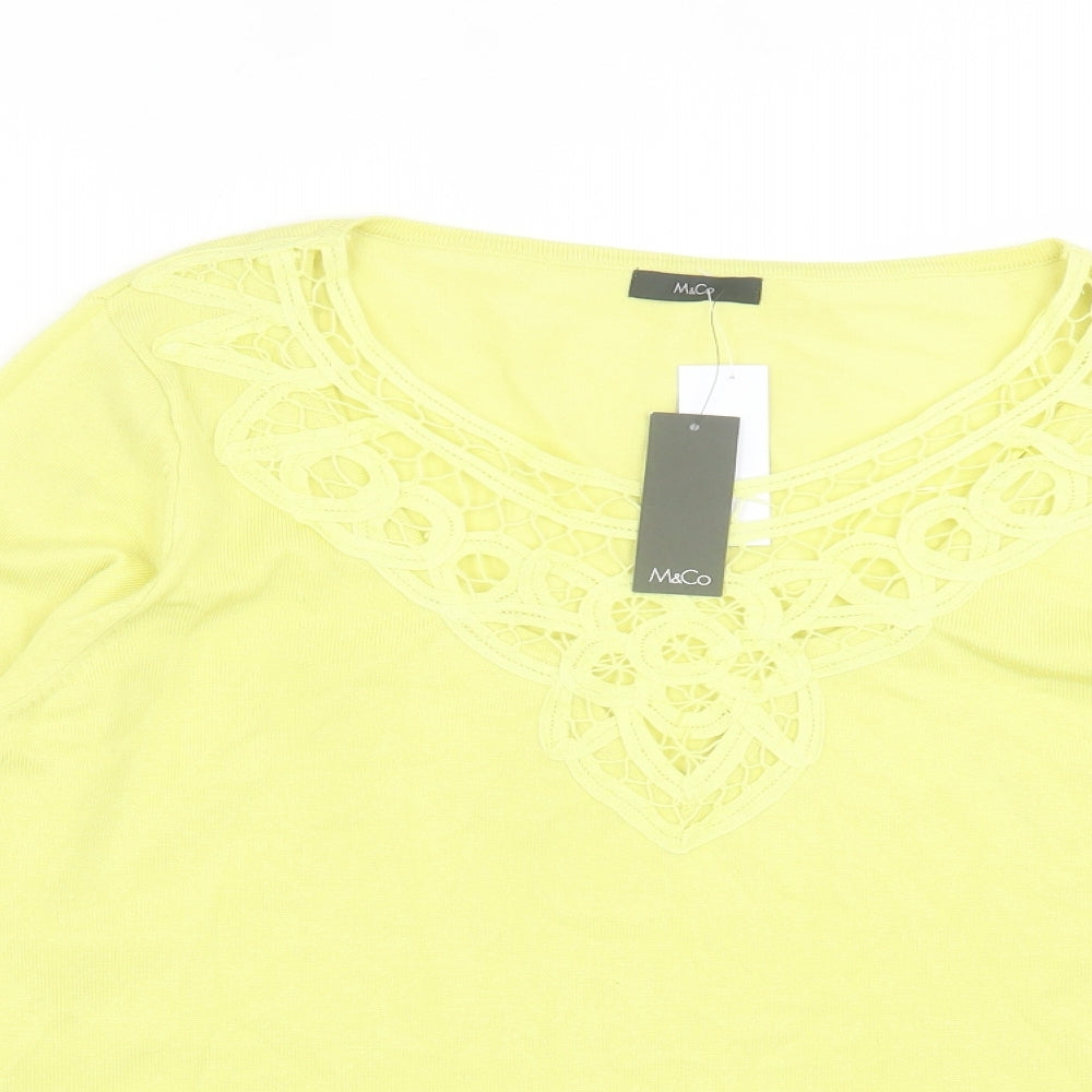 M&Co Womens Green Crew Neck  Viscose Pullover Jumper Size 20