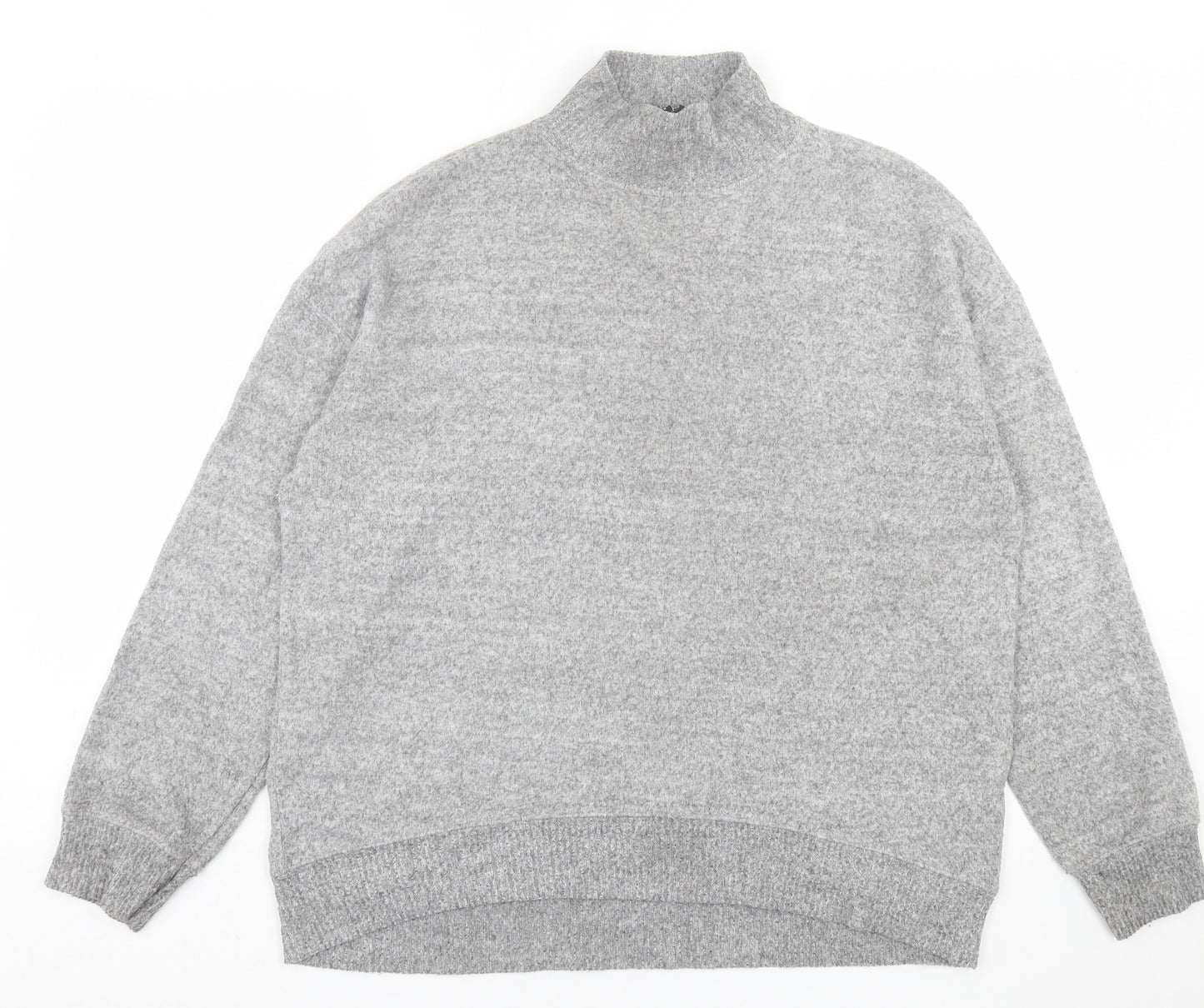 New Look Womens Grey High Neck  Viscose Pullover Jumper Size M