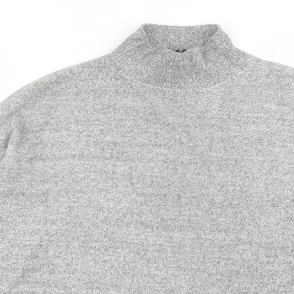 New Look Womens Grey High Neck  Viscose Pullover Jumper Size M