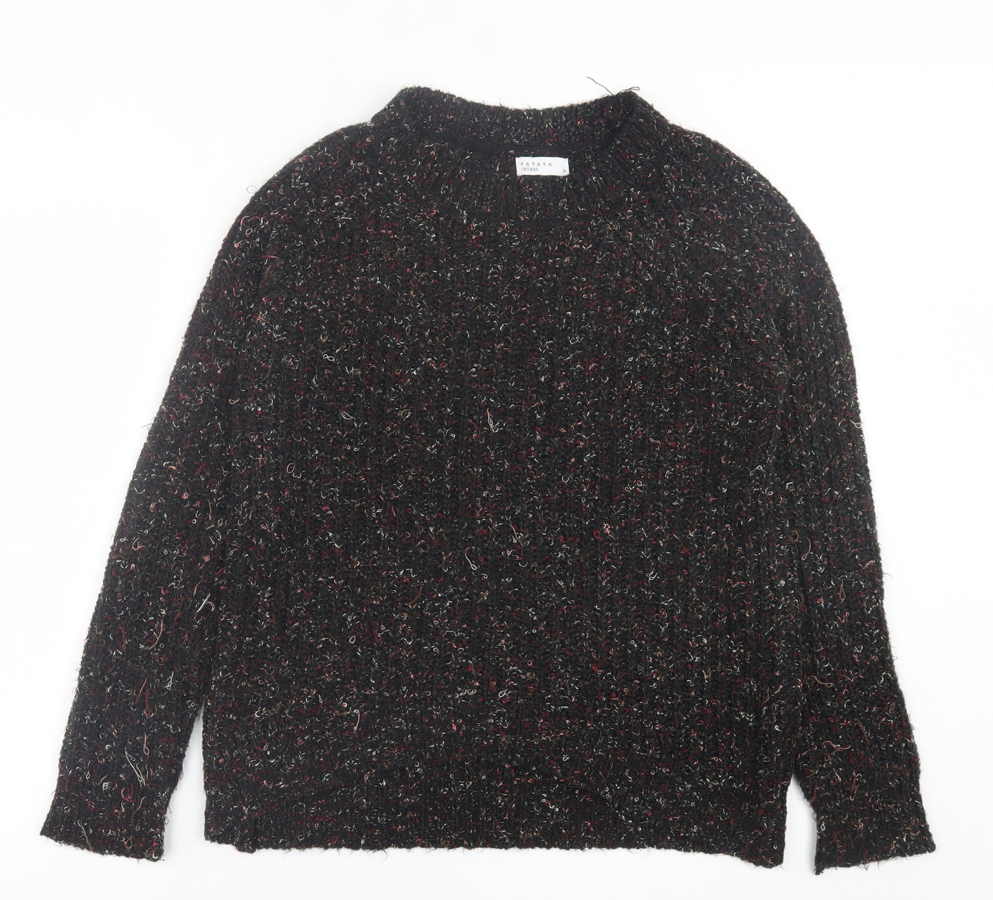 Papaya Womens Black Crew Neck  Polyester Pullover Jumper Size M