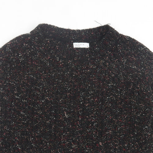 Papaya Womens Black Crew Neck  Polyester Pullover Jumper Size M
