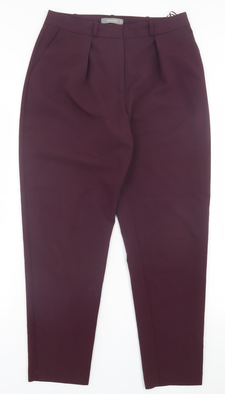 Oasis Womens Purple  Polyester Trousers  Size 10 L29 in Regular Hook & Eye
