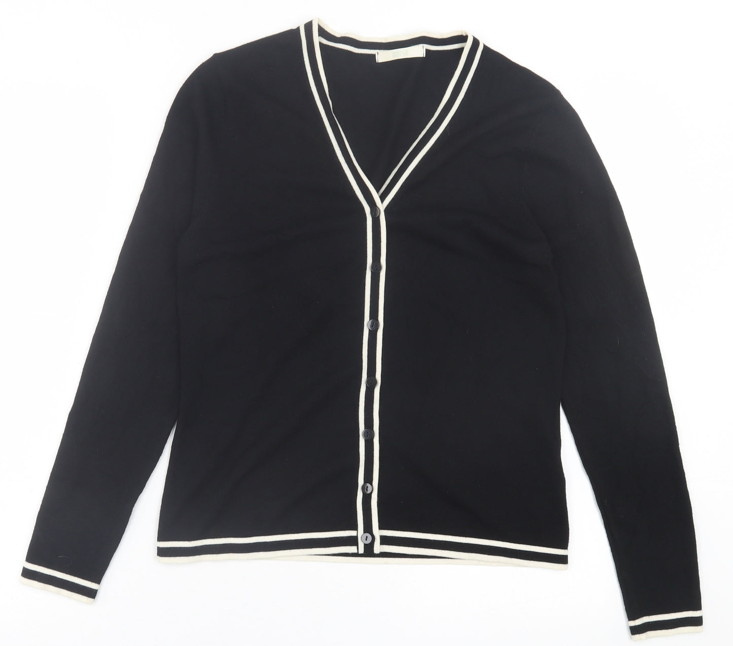 Marks and Spencer Womens Black Crew Neck  Viscose Cardigan Jumper Size 14