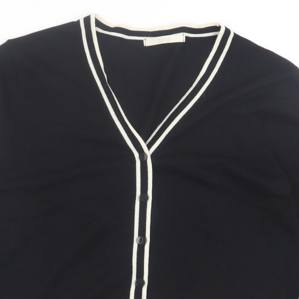 Marks and Spencer Womens Black Crew Neck  Viscose Cardigan Jumper Size 14