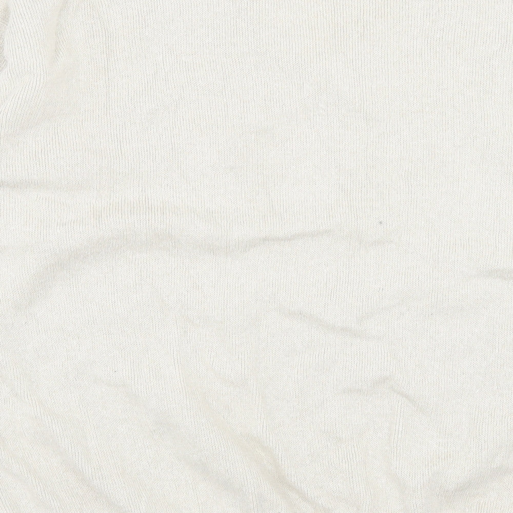 Cavallo Mens Beige V-Neck Striped Cotton Pullover Jumper Size S