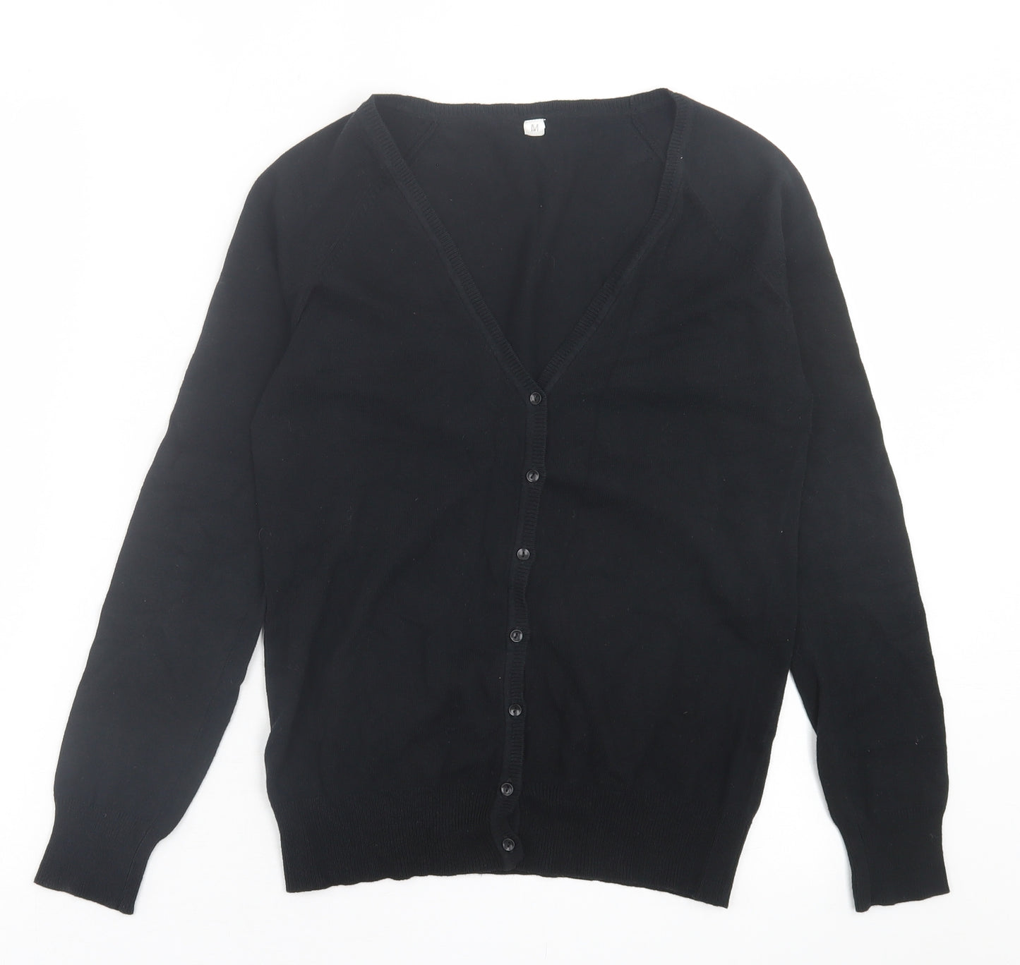 Preworn Womens Black V-Neck  Acrylic Cardigan Jumper Size M