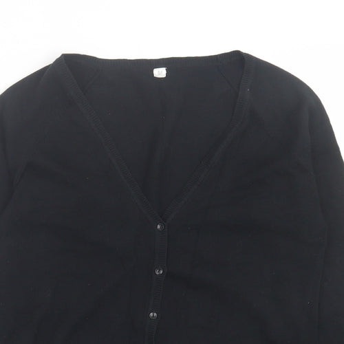Preworn Womens Black V-Neck  Acrylic Cardigan Jumper Size M