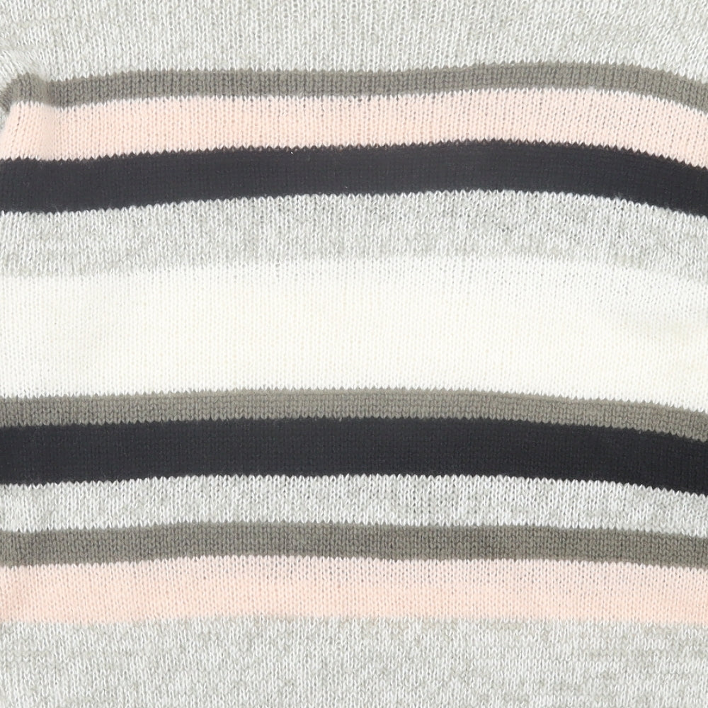 New Look Womens Multicoloured Crew Neck Striped Acrylic Pullover Jumper Size M