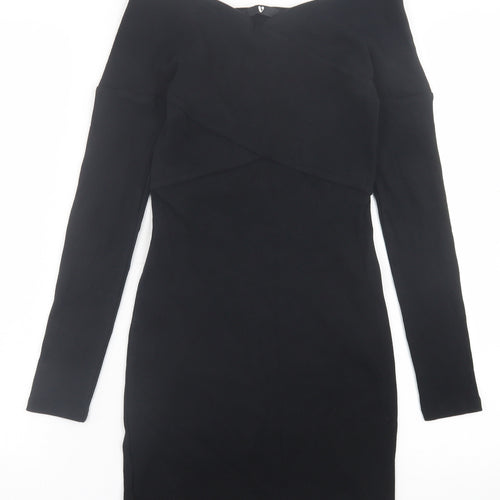 Very Womens Black  Cotton Bodycon  Size 8  Off the Shoulder Pullover