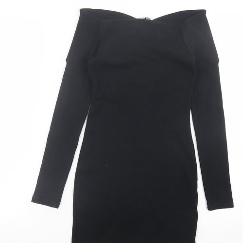 Very Womens Black  Cotton Bodycon  Size 8  Off the Shoulder Pullover