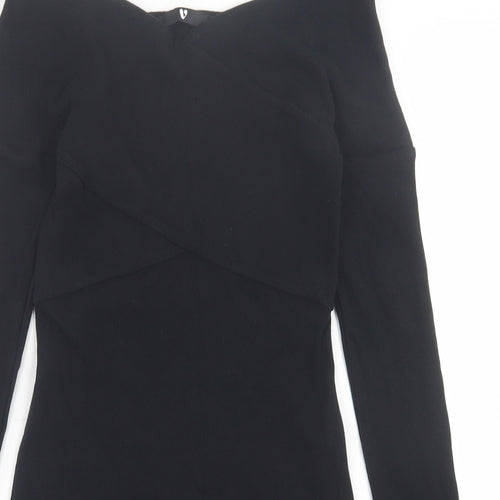 Very Womens Black  Cotton Bodycon  Size 8  Off the Shoulder Pullover