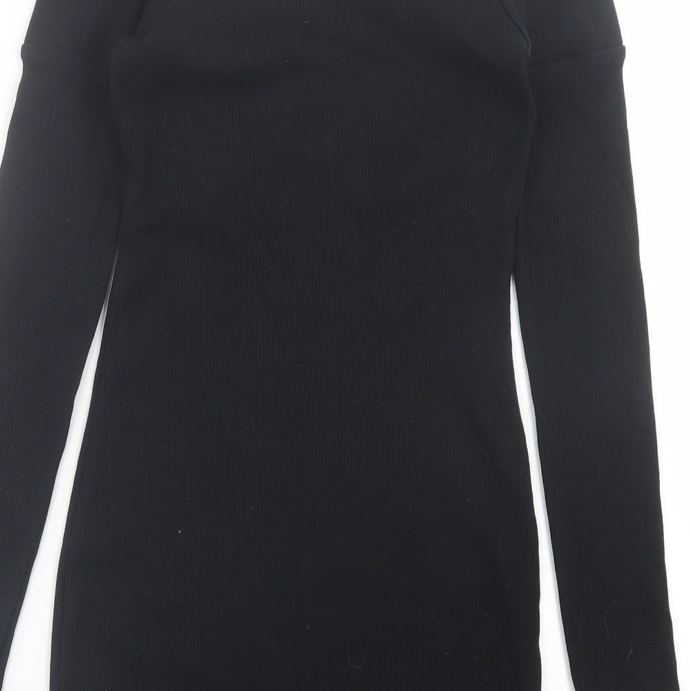 Very Womens Black  Cotton Bodycon  Size 8  Off the Shoulder Pullover