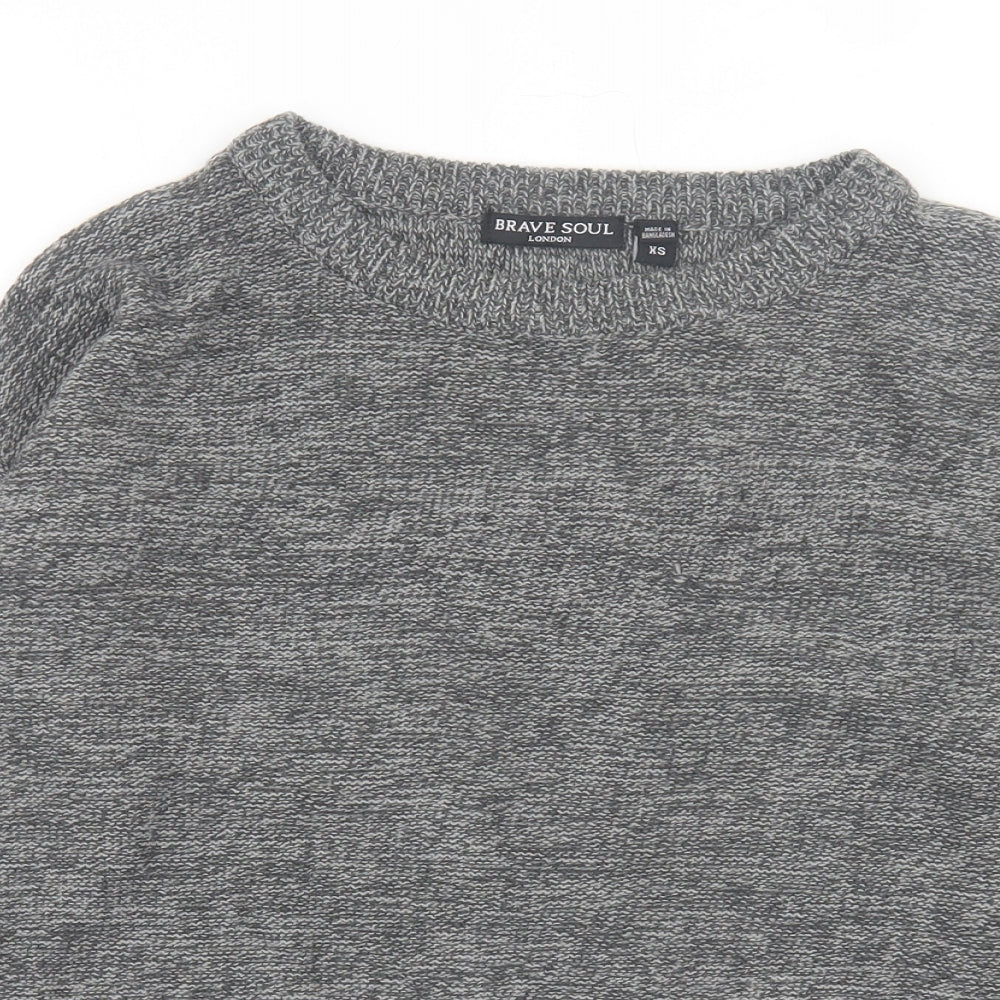 Brave Soul Womens Grey Crew Neck  Acrylic Pullover Jumper Size XS