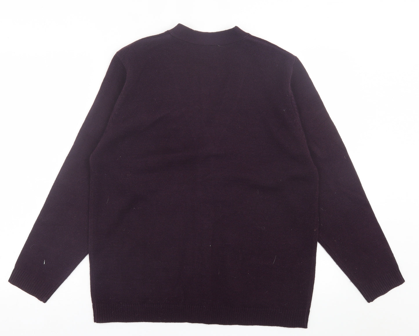 Charmance Womens Purple V-Neck  Acrylic Cardigan Jumper Size 18