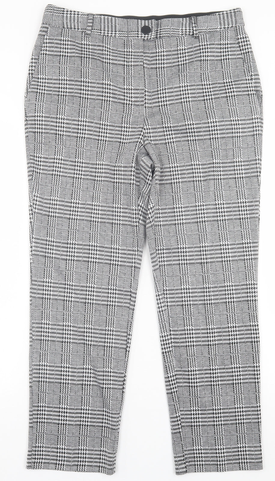 Papaya Womens Grey Plaid Polyester Trousers  Size 14 L27 in Regular Button