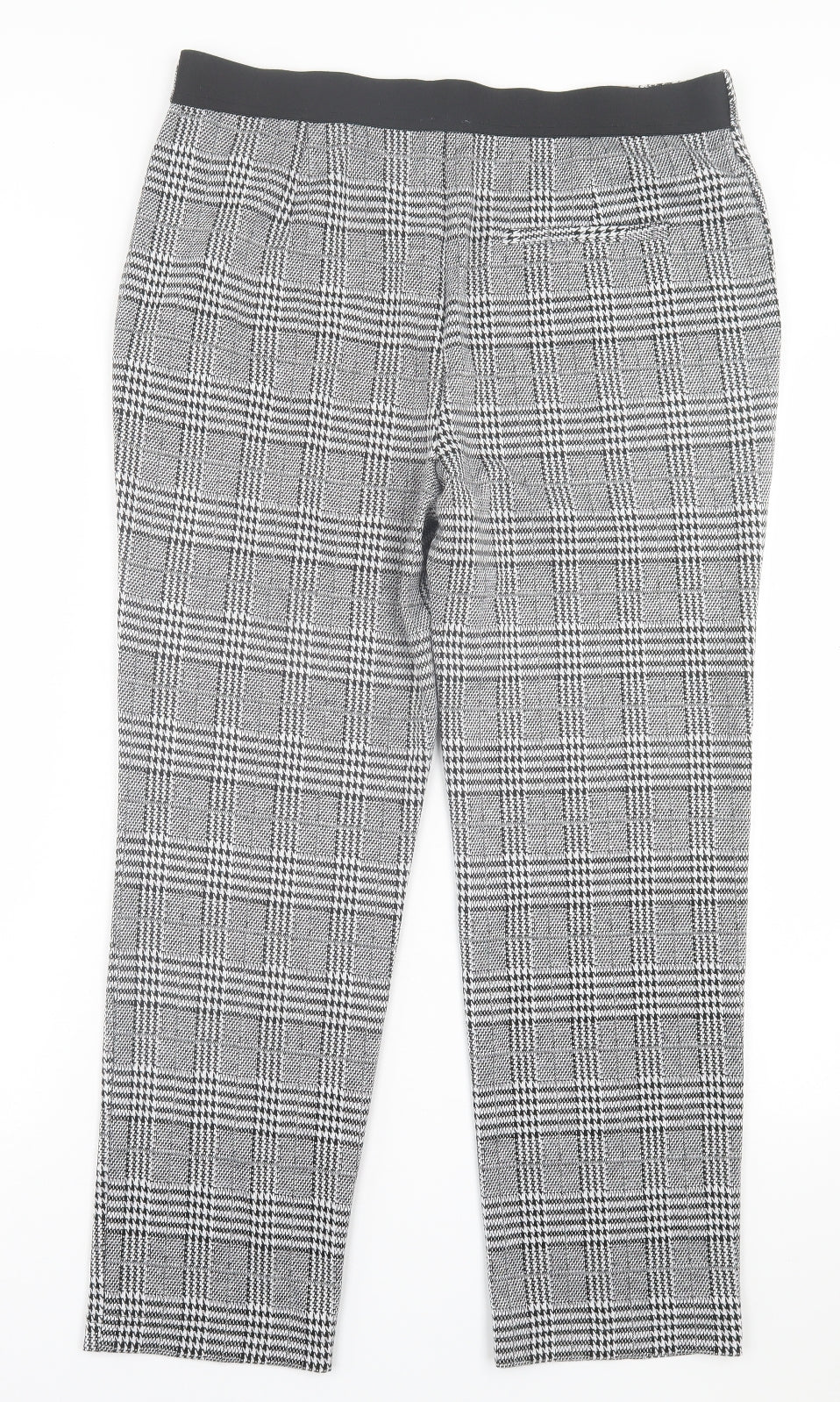 Papaya Womens Grey Plaid Polyester Trousers  Size 14 L27 in Regular Button