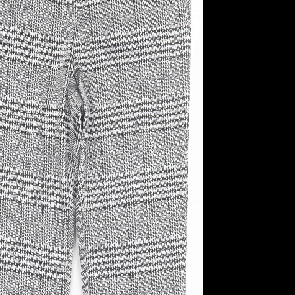 Papaya Womens Grey Plaid Polyester Trousers  Size 14 L27 in Regular Button