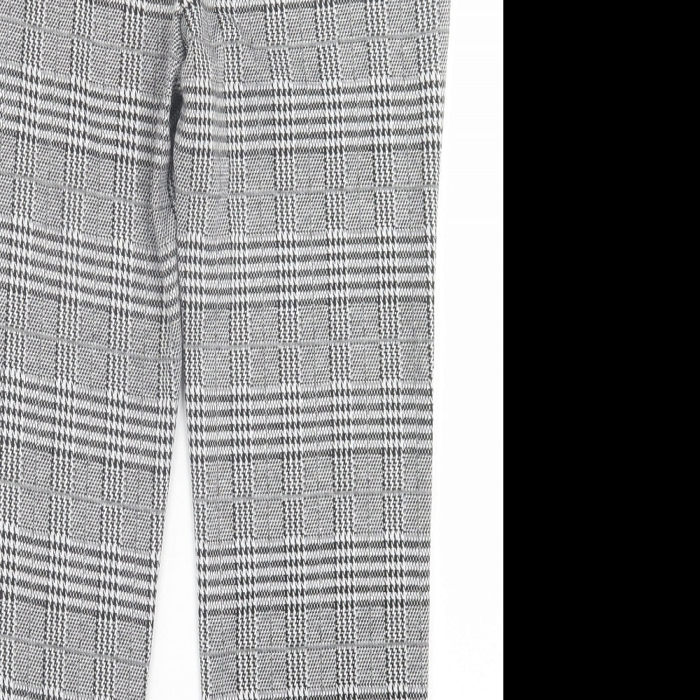 Papaya Womens Grey Plaid Polyester Trousers  Size 14 L27 in Regular Button