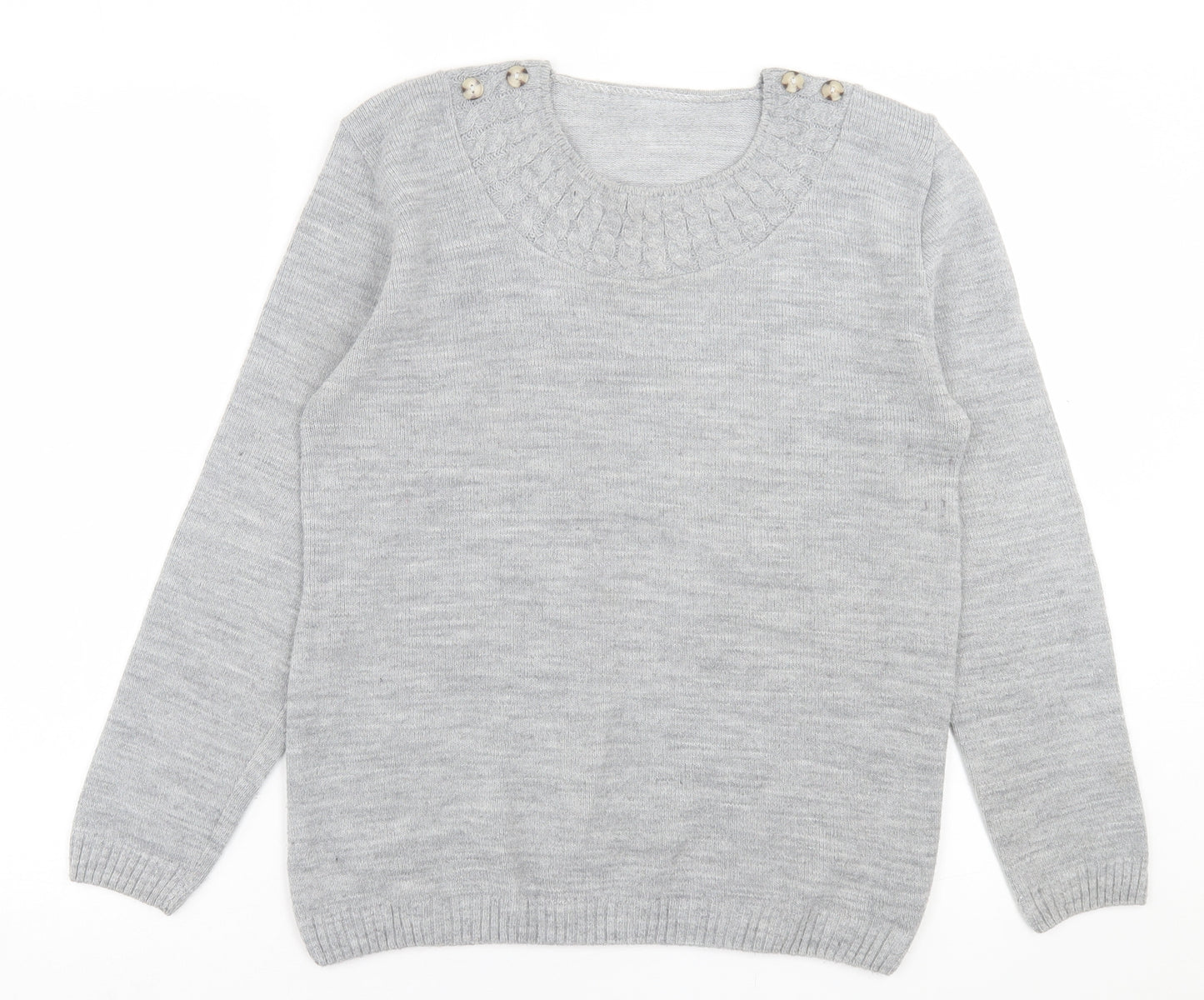 Preworn Womens Grey Crew Neck  Acrylic Pullover Jumper Size S