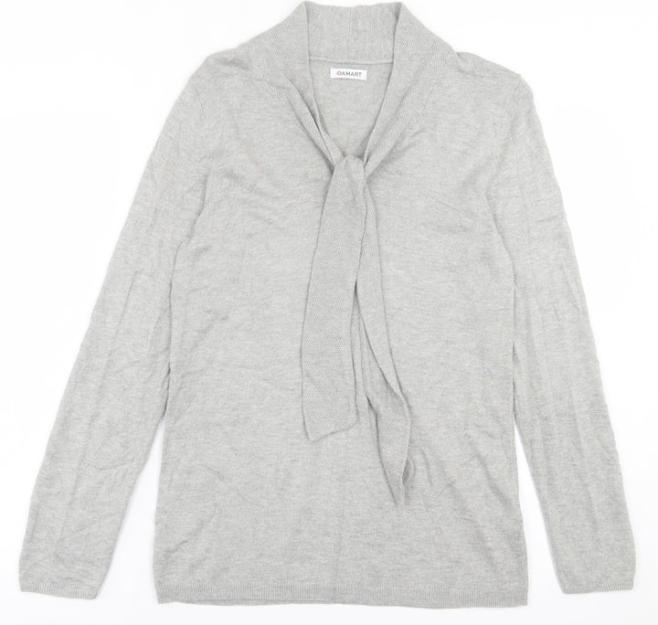 Damart Womens Grey V-Neck Viscose Pullover Jumper Size 10