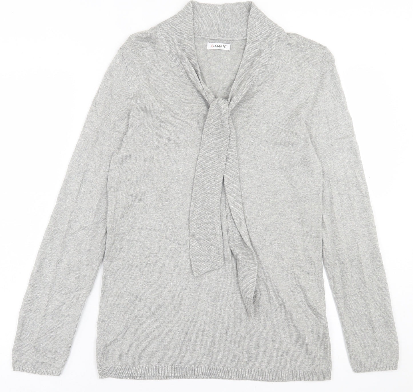 Damart Womens Grey V-Neck  Viscose Pullover Jumper Size 10