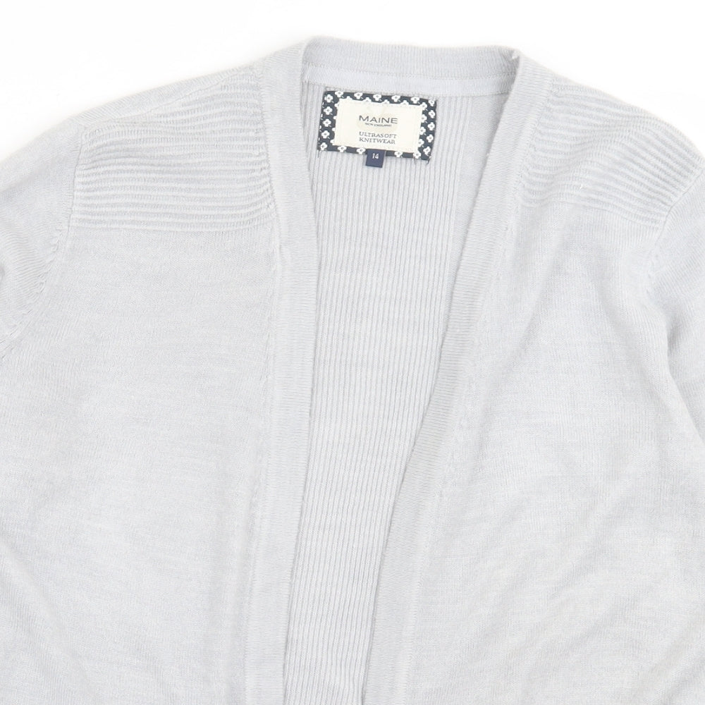 Maine Womens Grey V-Neck  Acrylic Cardigan Jumper Size 14