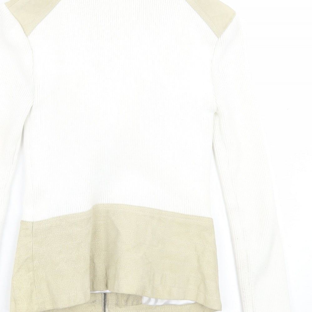 Jane Norman Womens Beige   Biker Jacket Size 10  Zip