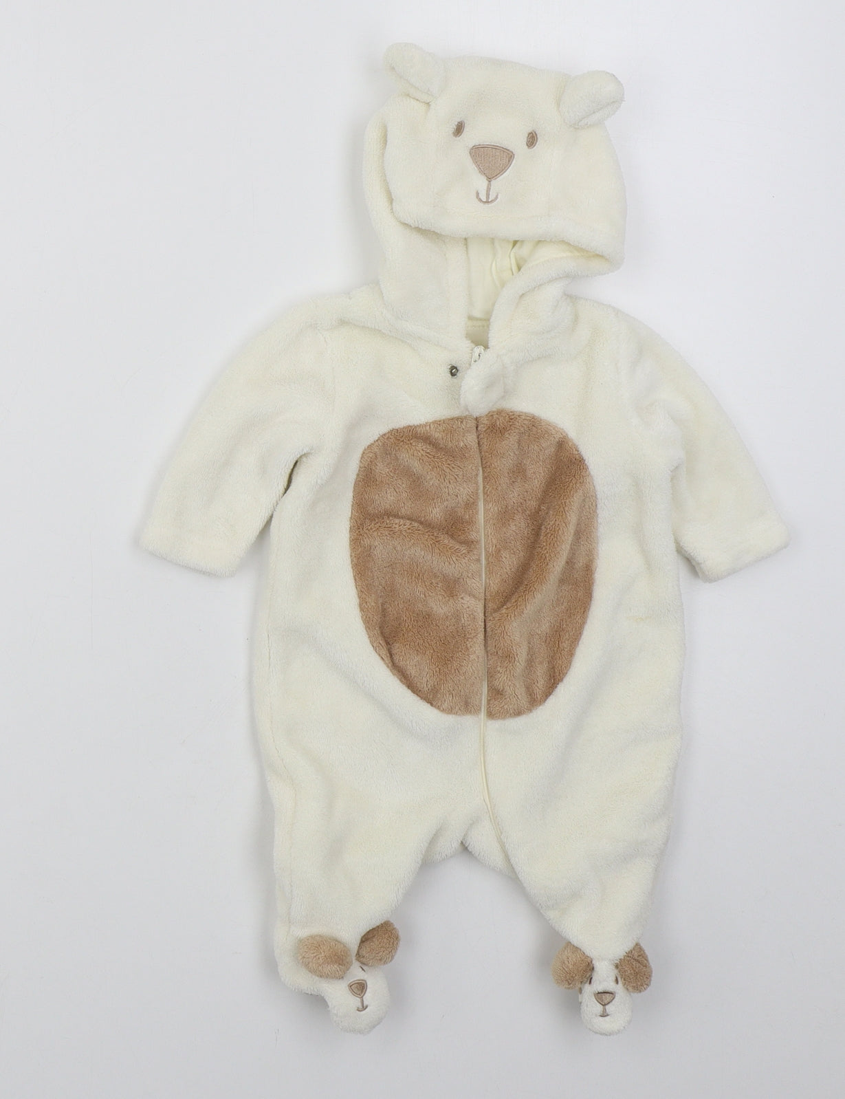 Mothercare Baby Beige Solid Polyester Cami One Piece Size Newborn  Zip - Bear