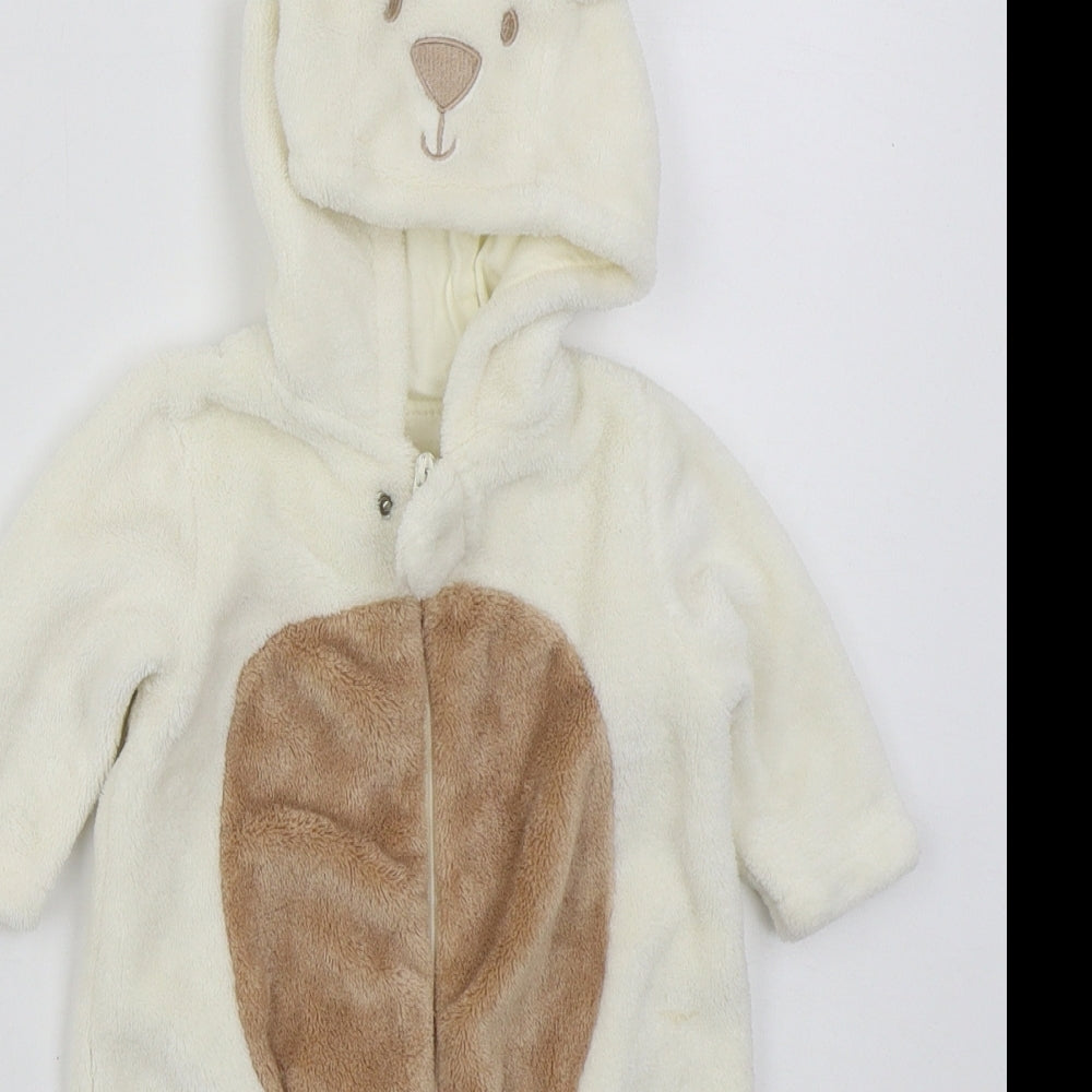 Mothercare Baby Beige Solid Polyester Cami One Piece Size Newborn  Zip - Bear