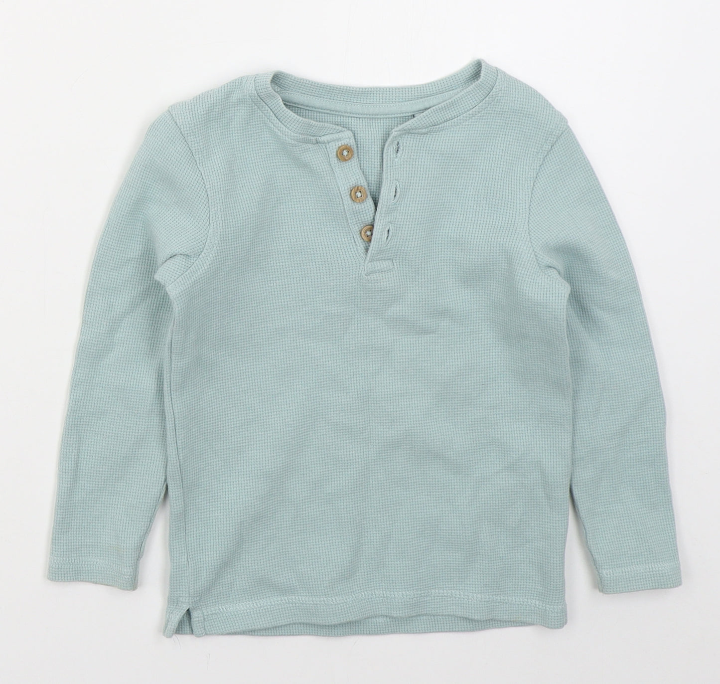 George Boys Blue  Cotton Basic T-Shirt Size 4-5 Years Henley Pullover