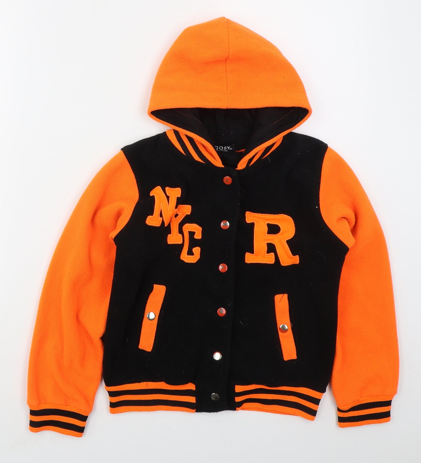 Boogy London Girls Orange Striped Polyester Cardigan Hoodie Size 11-12 Years  Button - NYC