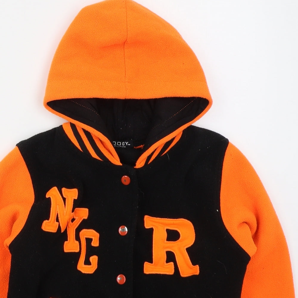 Boogy London Girls Orange Striped Polyester Cardigan Hoodie Size 11-12 Years  Button - NYC