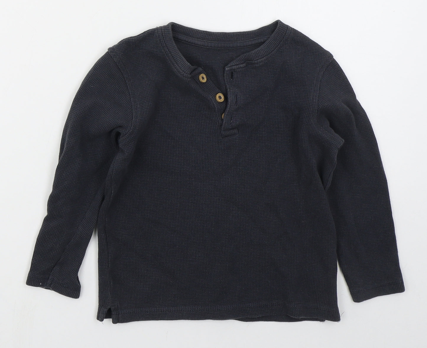 George Boys Grey  Cotton Basic T-Shirt Size 4-5 Years Henley Pullover