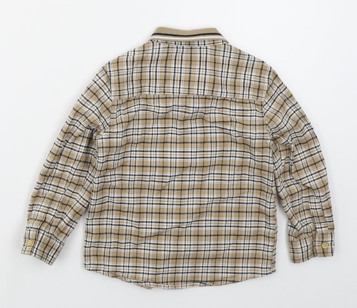 NEXT Boys Brown Check Cotton Basic Button-Up Size 2-3 Years Collared Button
