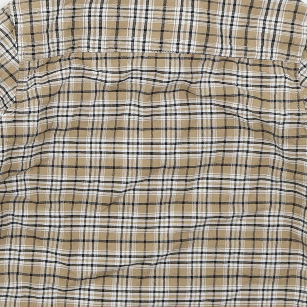 NEXT Boys Brown Check Cotton Basic Button-Up Size 2-3 Years Collared Button