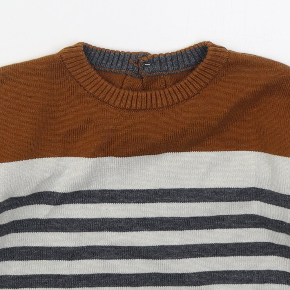 Matalan Boys Grey Striped Acrylic Pullover Jumper Size 18-24 Months  Pullover - Brown