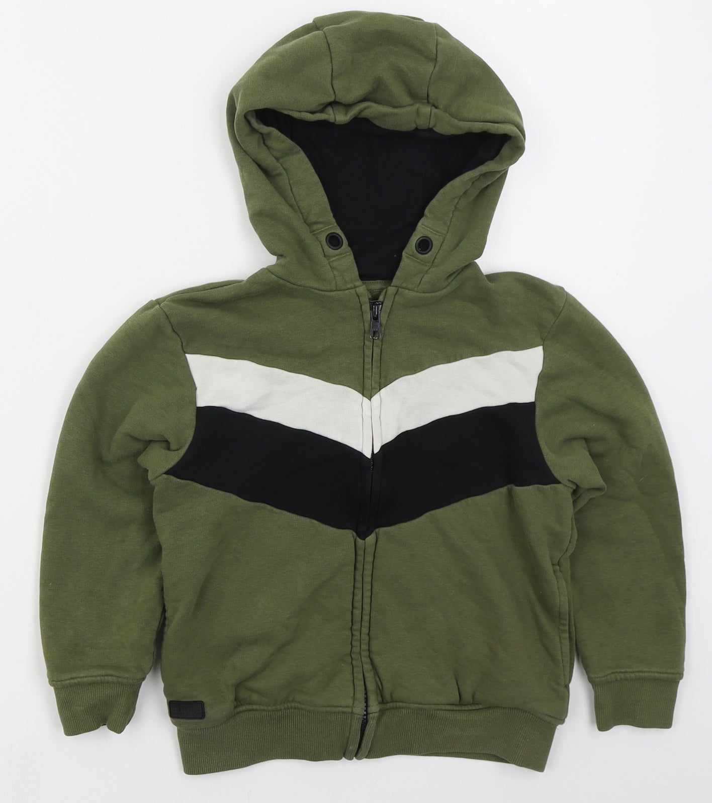 NEXT Boys Green Striped Cotton Full Zip Hoodie Size 5-6 Years  Zip