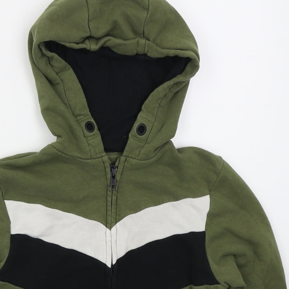 NEXT Boys Green Striped Cotton Full Zip Hoodie Size 5-6 Years  Zip