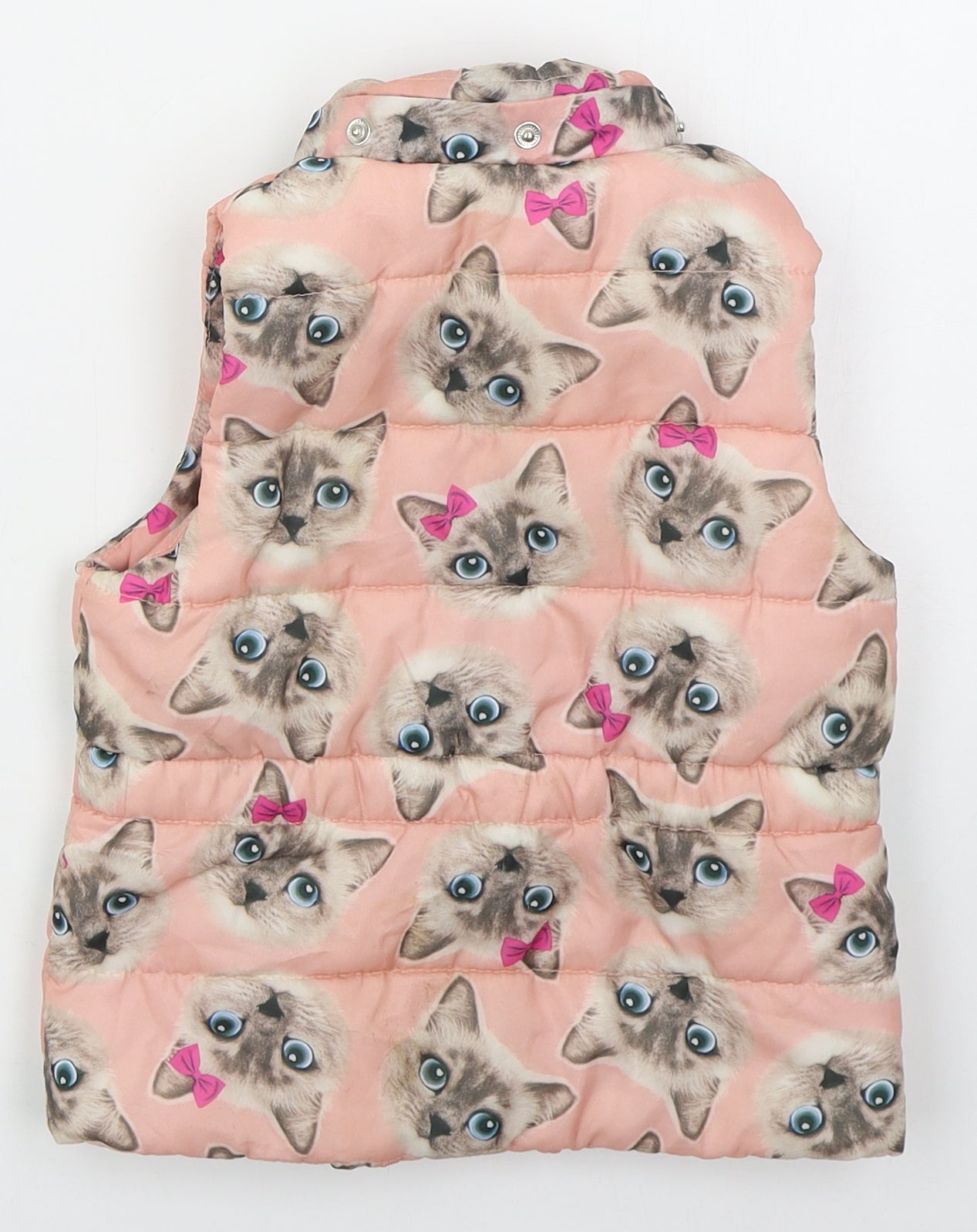 H&M Girls Pink   Gilet Coat Size 3 Years  Zip - Cats