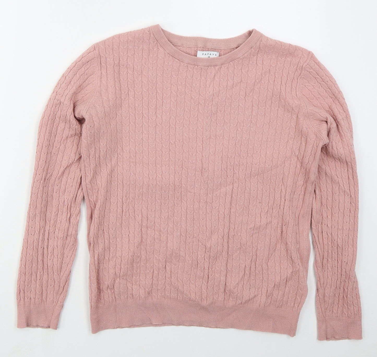 Papaya Womens Pink Crew Neck  Viscose Pullover Jumper Size 16