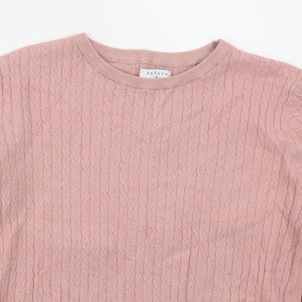 Papaya Womens Pink Crew Neck  Viscose Pullover Jumper Size 16