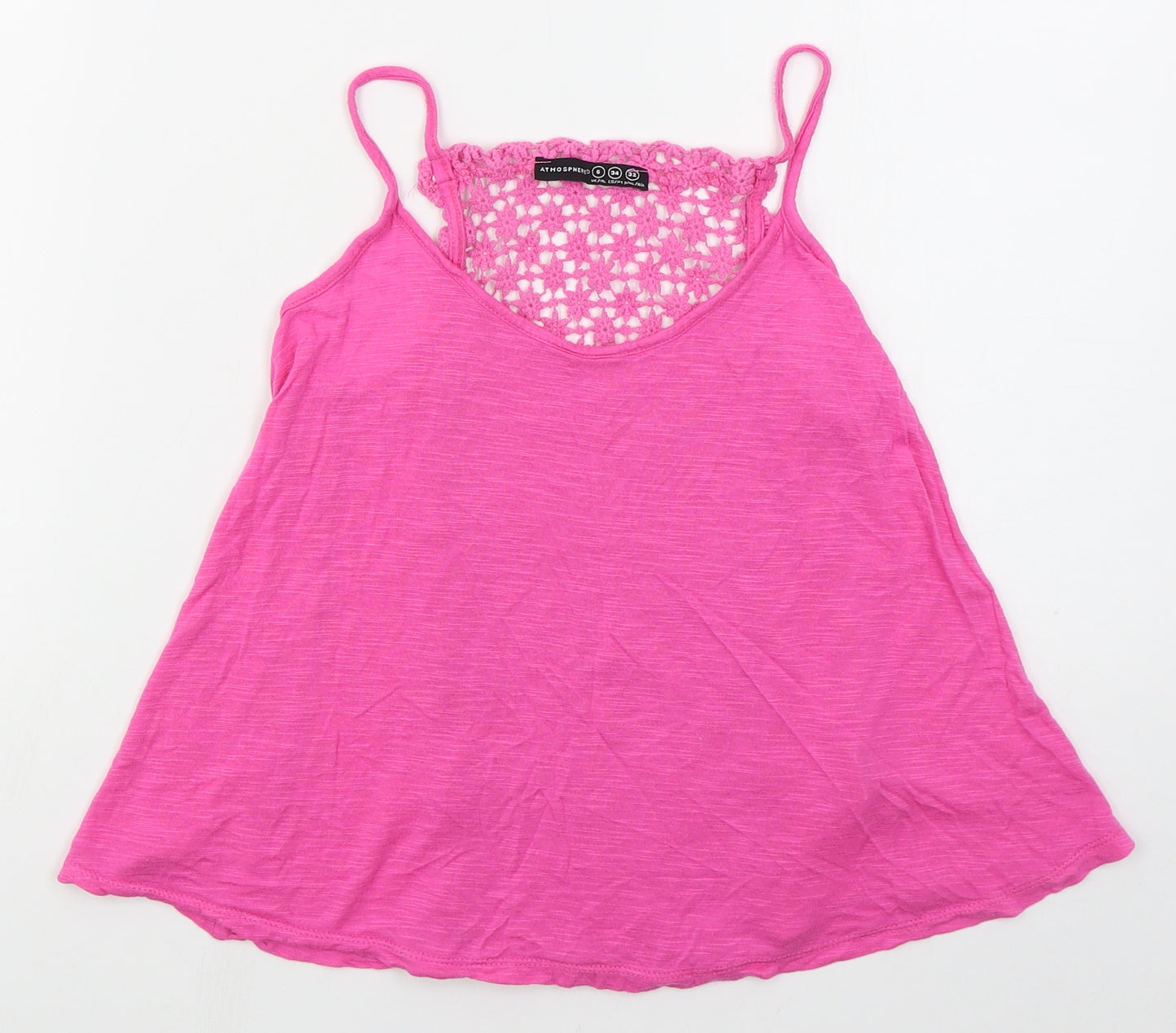 Atmosphere Womens Pink  Viscose Basic Tank Size 6 V-Neck