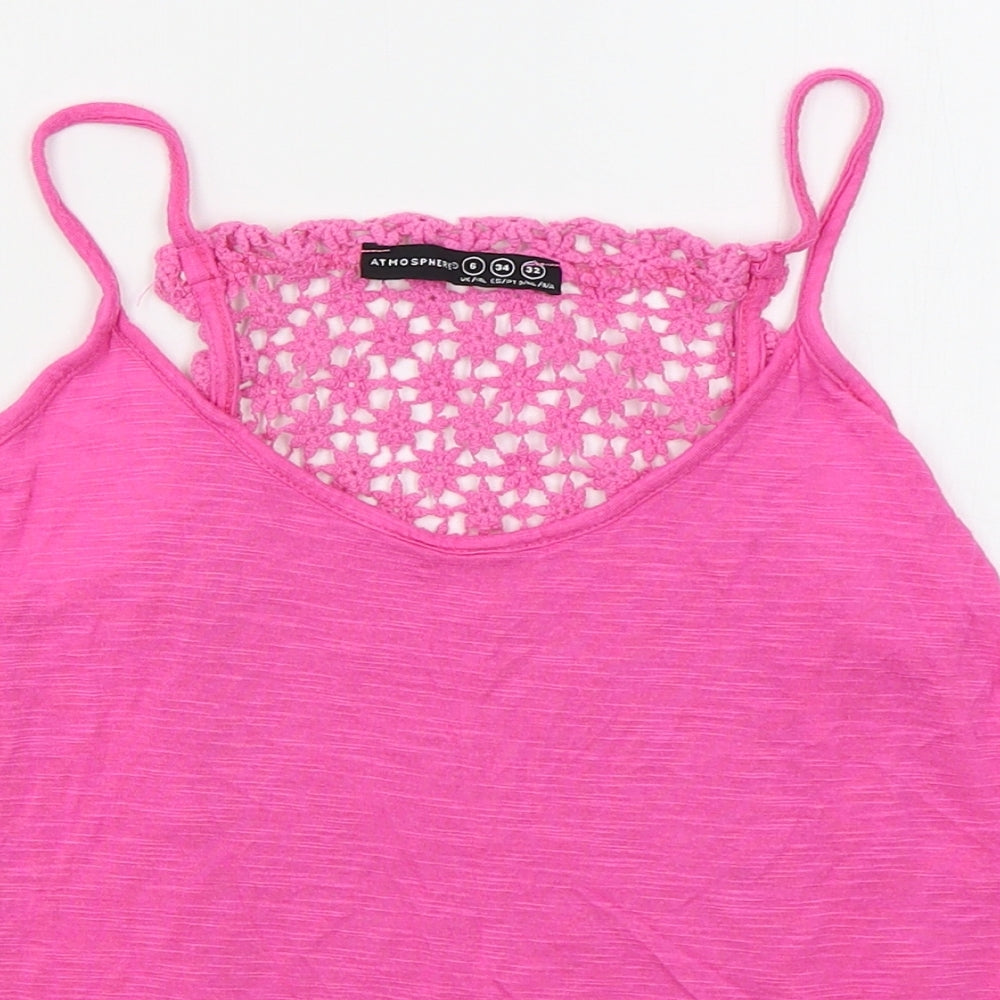 Atmosphere Womens Pink  Viscose Basic Tank Size 6 V-Neck