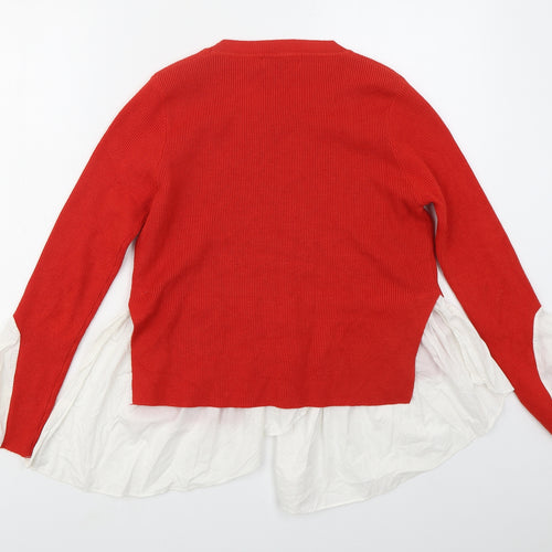 Yu & Me Womens Red Crew Neck  Viscose Pullover Jumper Size M