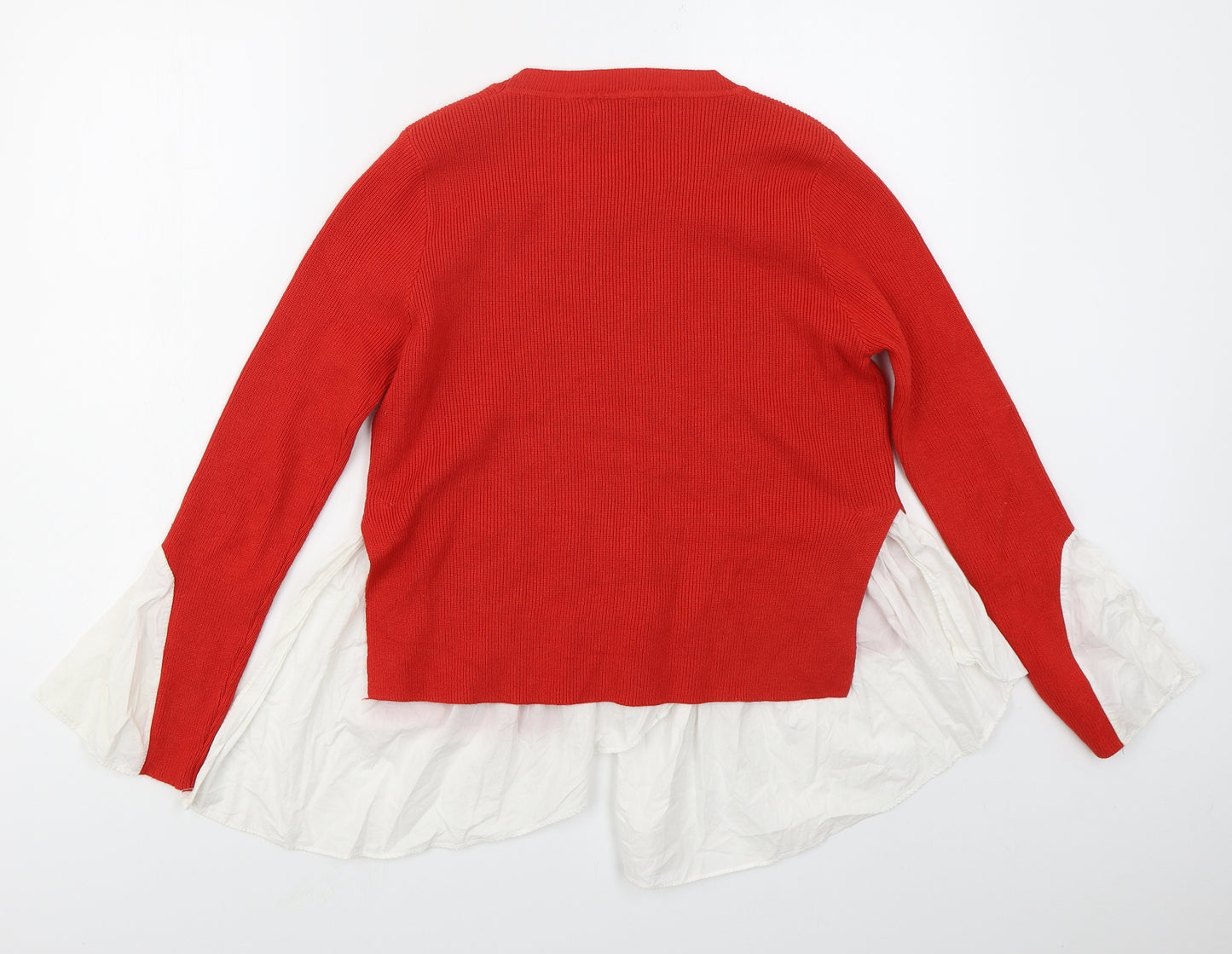 Yu & Me Womens Red Crew Neck  Viscose Pullover Jumper Size M